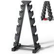Crostice 6-Tier Dumbbell Rack Stand – Compact Ergonomic Weight Storage for Square Dumbbells & Neoprene Sets (Black)
