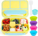 Yellow 1300 ml Bento Box with Dip Cup and Spork