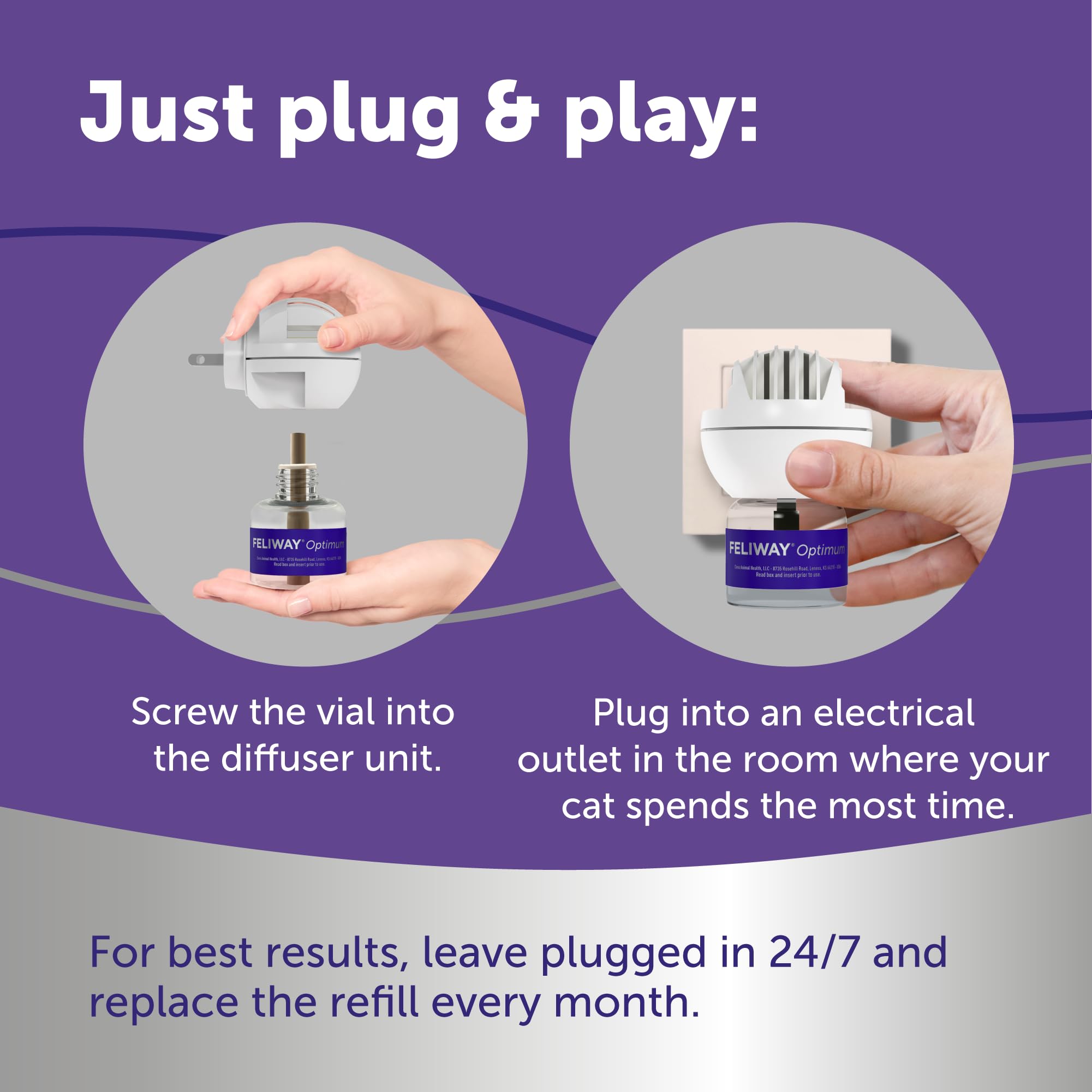 FELIWAY Optimum Cat Calming Diffuser with Advanced Pheromone Technology – Stress Relief Solution for Cats & Kittens (Up to 700 sq ft Coverage)