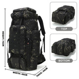 70L Tactical Camping & Hiking Backpack – Large-Capacity Water-Repellent Outdoor Pack with Breathable Support (Black)