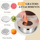 Stainless Steel Mixing Bowl Set with Airtight Lids, Graters & Non-Slip Base (6 Bowls)