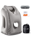 Inflatable Travel Neck Pillow with Eye Mask & Earplugs – Compact Airplane Pillow for Comfortable Flights & Travel Sleep