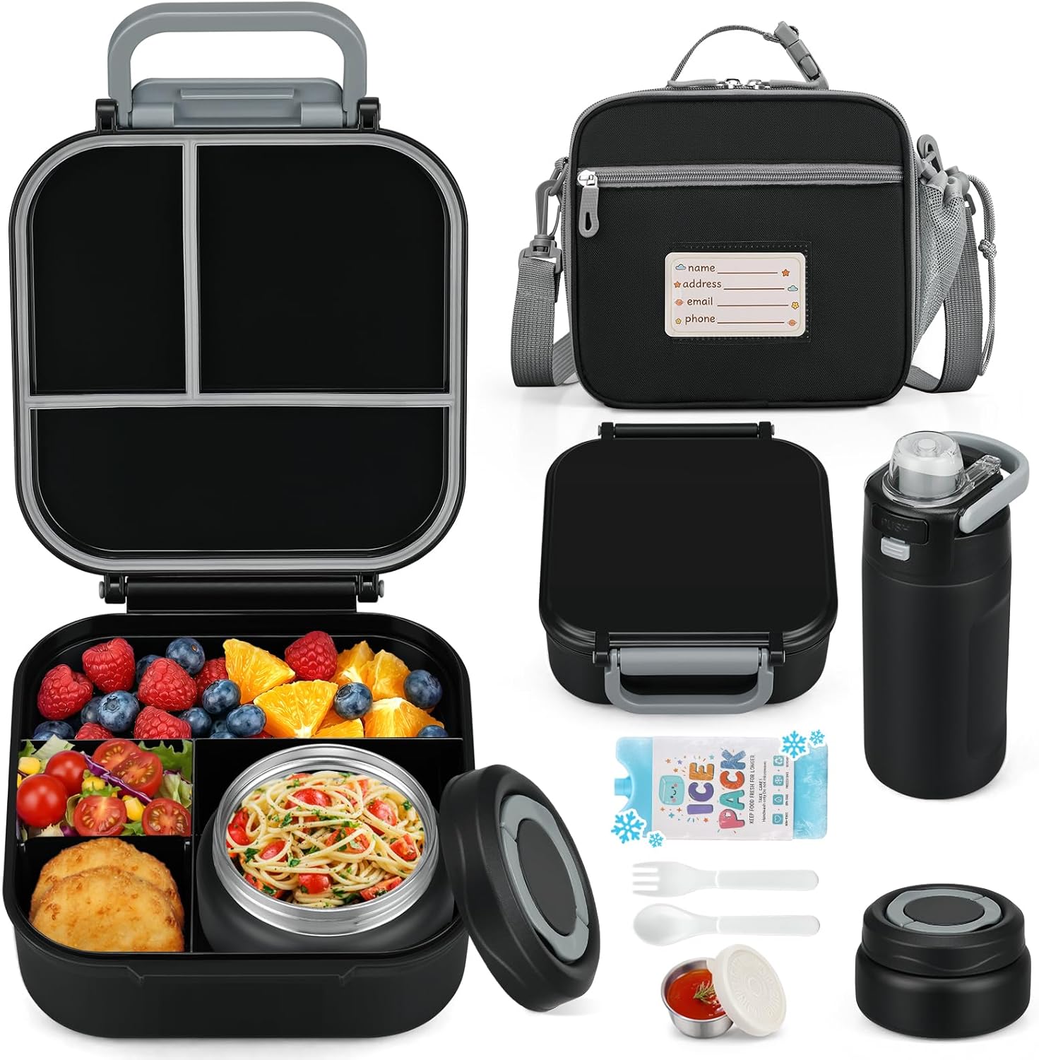 Pink 42 oz Bento Travel Set with Thermos and Bottle