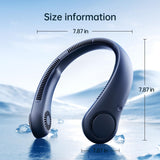JISULIFE Wearable Bladeless Neck Fan – Hands-Free Cooling with 5 Speeds & Long Battery (Dark Blue)