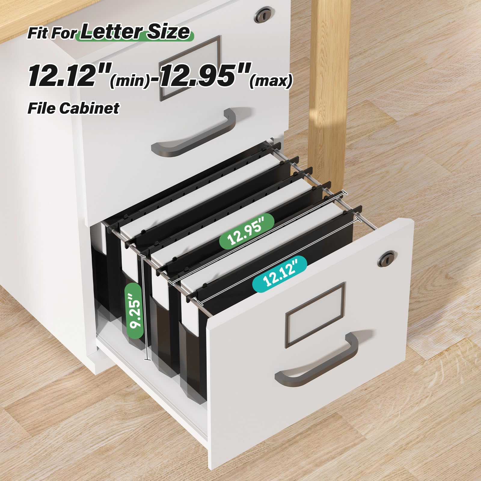 Heavy-Duty Plastic Hanging File Folders – Expandable Letter Size Filing System with Tabs (Black, 12-Pack)