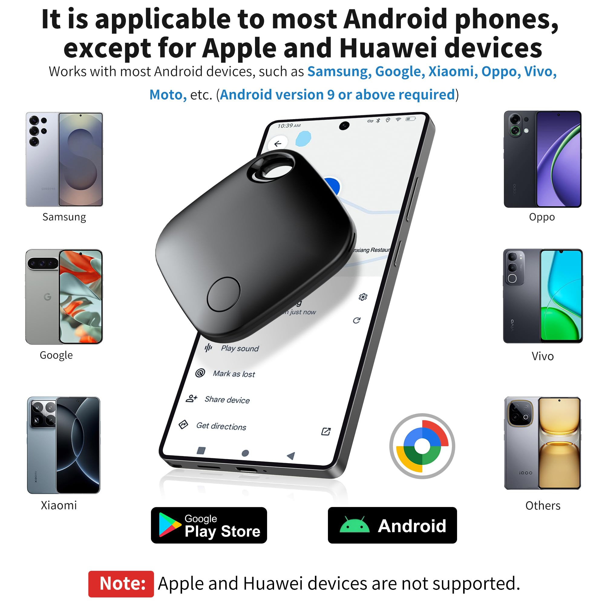 Android Find Hub Tracker Tag 4 Pack, Bluetooth Smart Item Locator with IP67 Waterproof and Replaceable Battery
