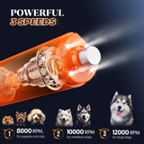 Professional Dog Nail Grinder with 4 LED Lights & Type-C Charging – 3-Speed Quiet Pet Nail Trimmer (Orange)
