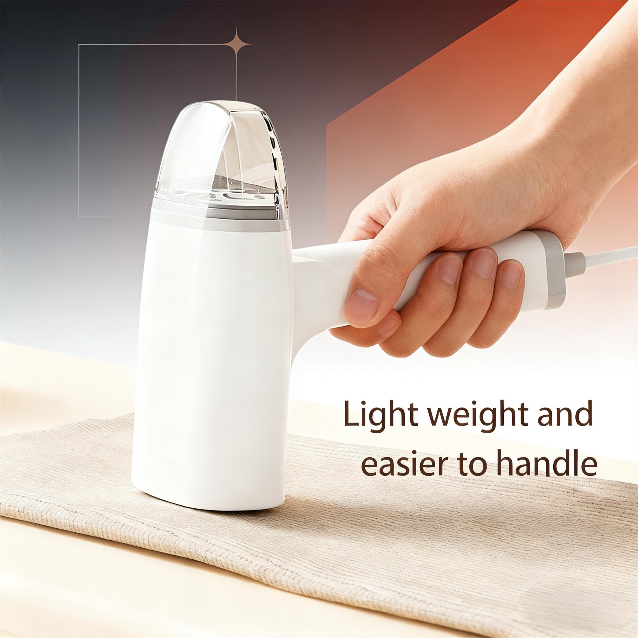 1300W White Portable Garment Steamer Iron 2-in-1 Fast Heat Travel Wrinkle Remover with Foldable Design