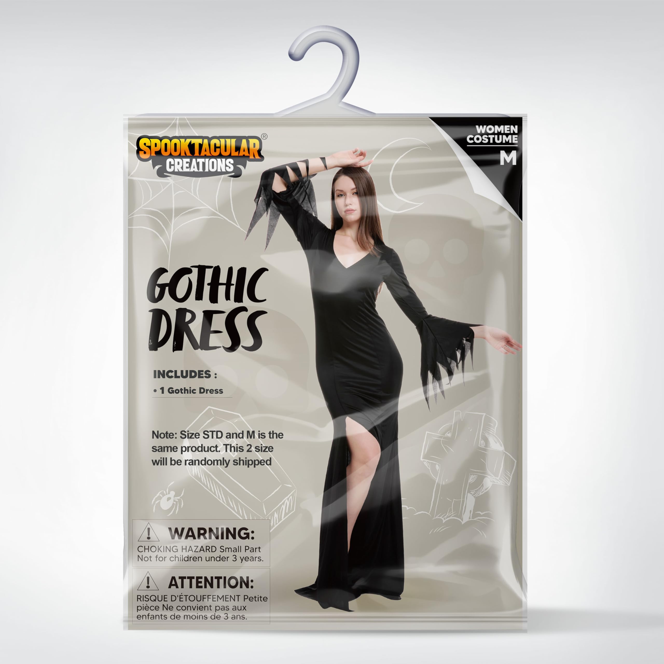 Women’s Gothic V-Neck Black Dress – Long Maxi Witch & Vampire Costume (Halloween Edition)
