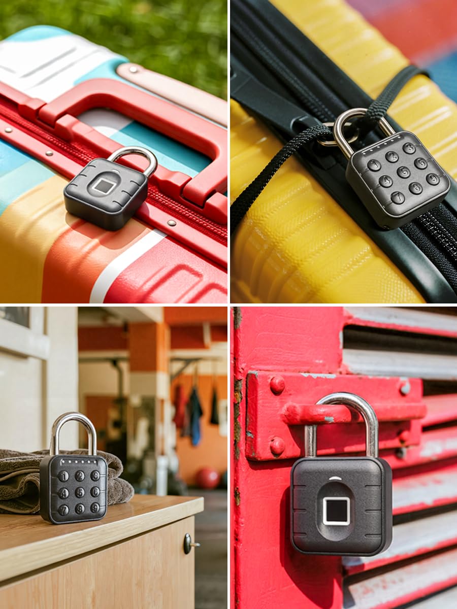 IP67 Waterproof Fingerprint Padlock with 12-Month Battery Life, Biometric Security Lock for Gym Locker, Gates & Outdoor Storage