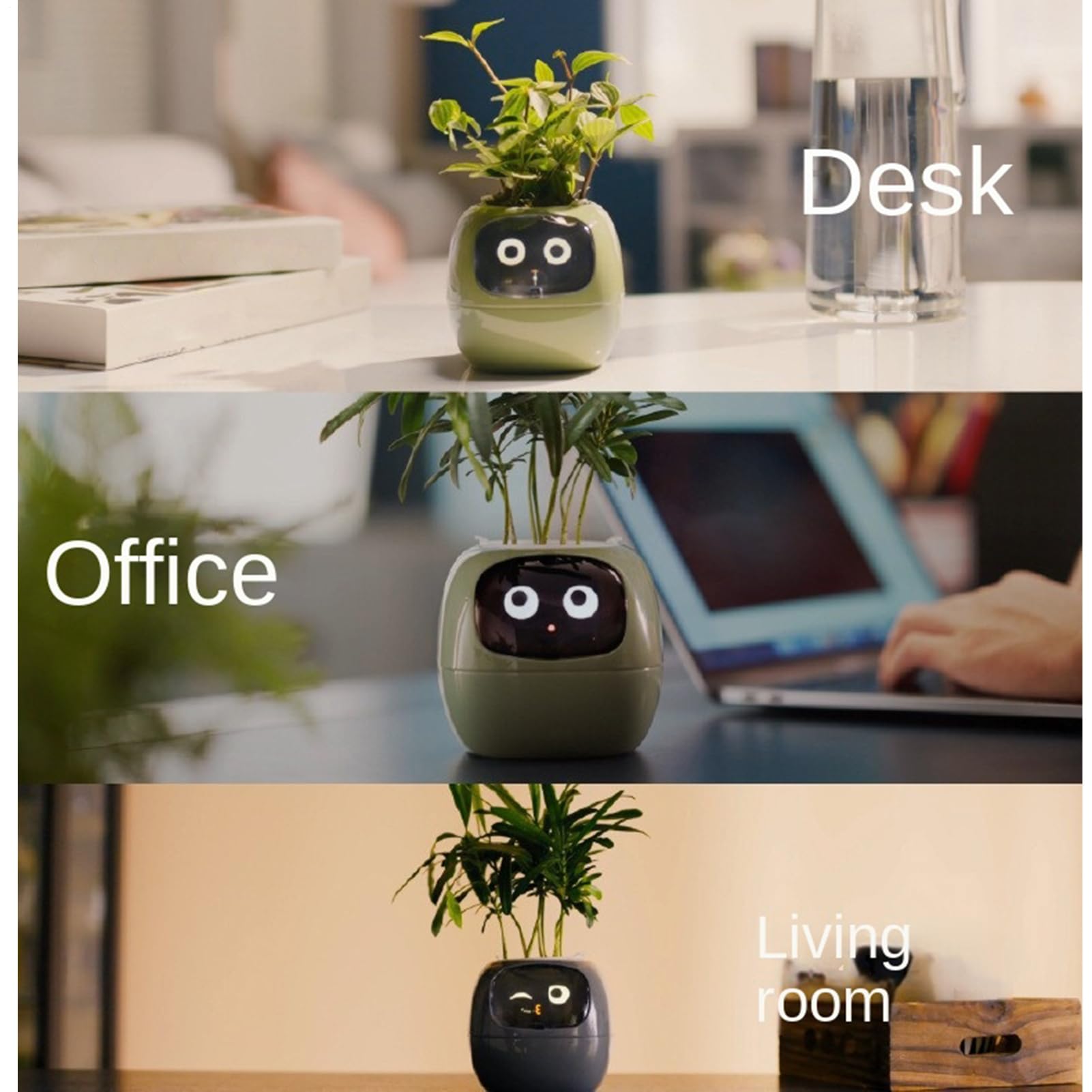 AI Smart Planter with Interactive Display, Plant Health Sensor, Gesture Control, and Animated Expressions for Indoor Plant Care