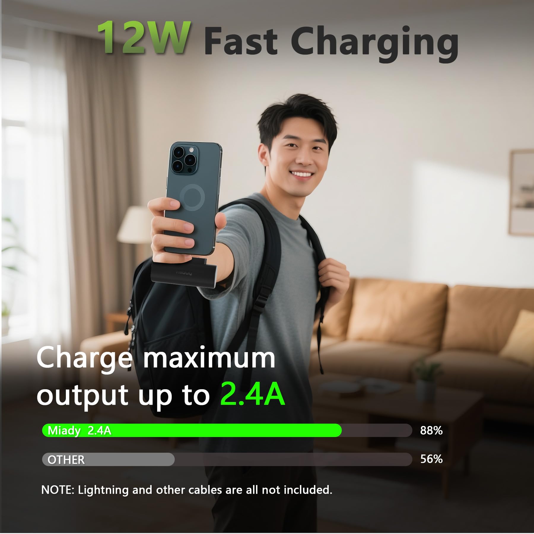 Miady 12 Pack Mini Portable Charger 5000mAh with Built-in USB-C Connector, Compact Plug-In Power Bank Fast Charging Battery Pack Set – Multi Color