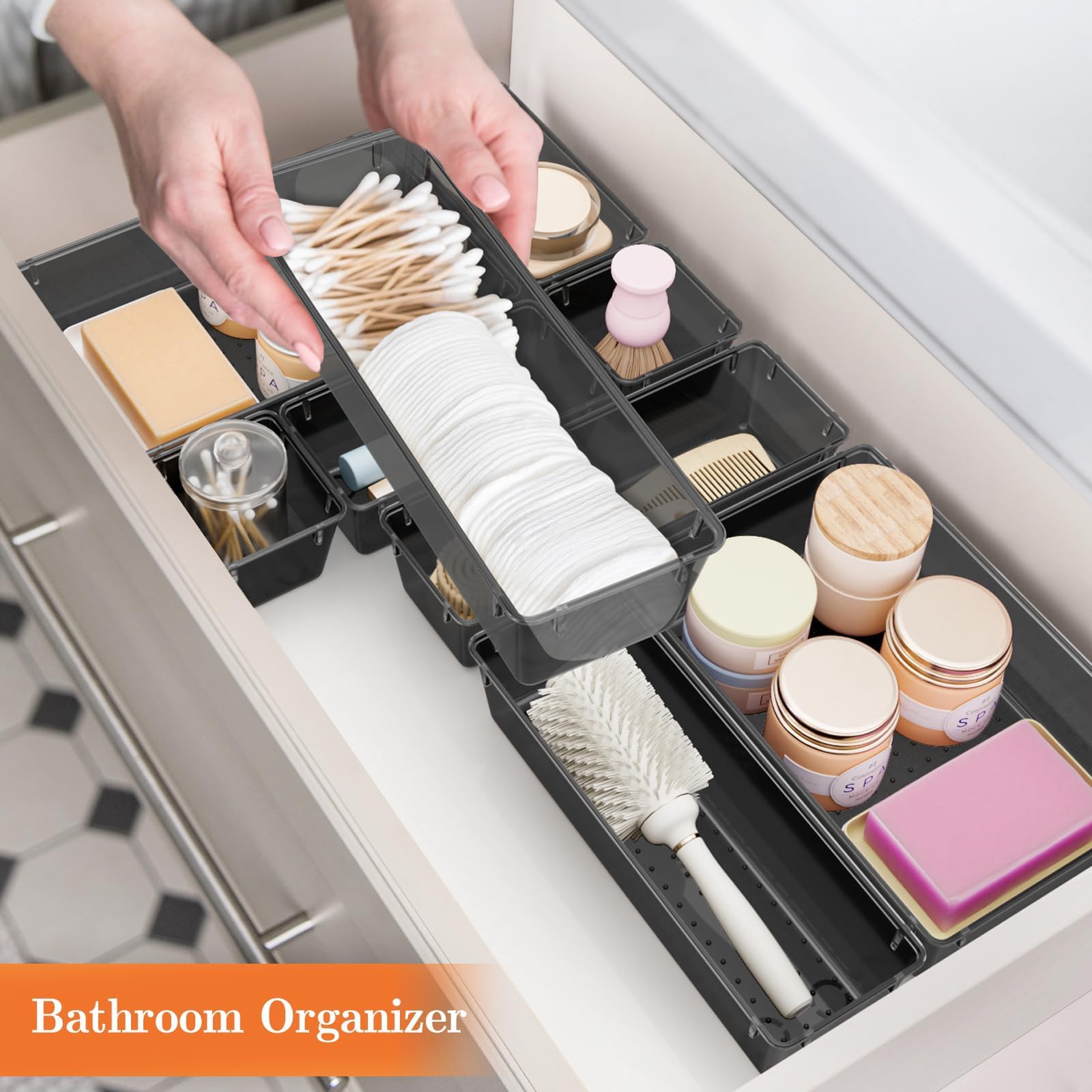 Drawer Organizer Set (25-Piece) – Stackable Non-Slip Trays for Makeup, Jewelry & Office Storage