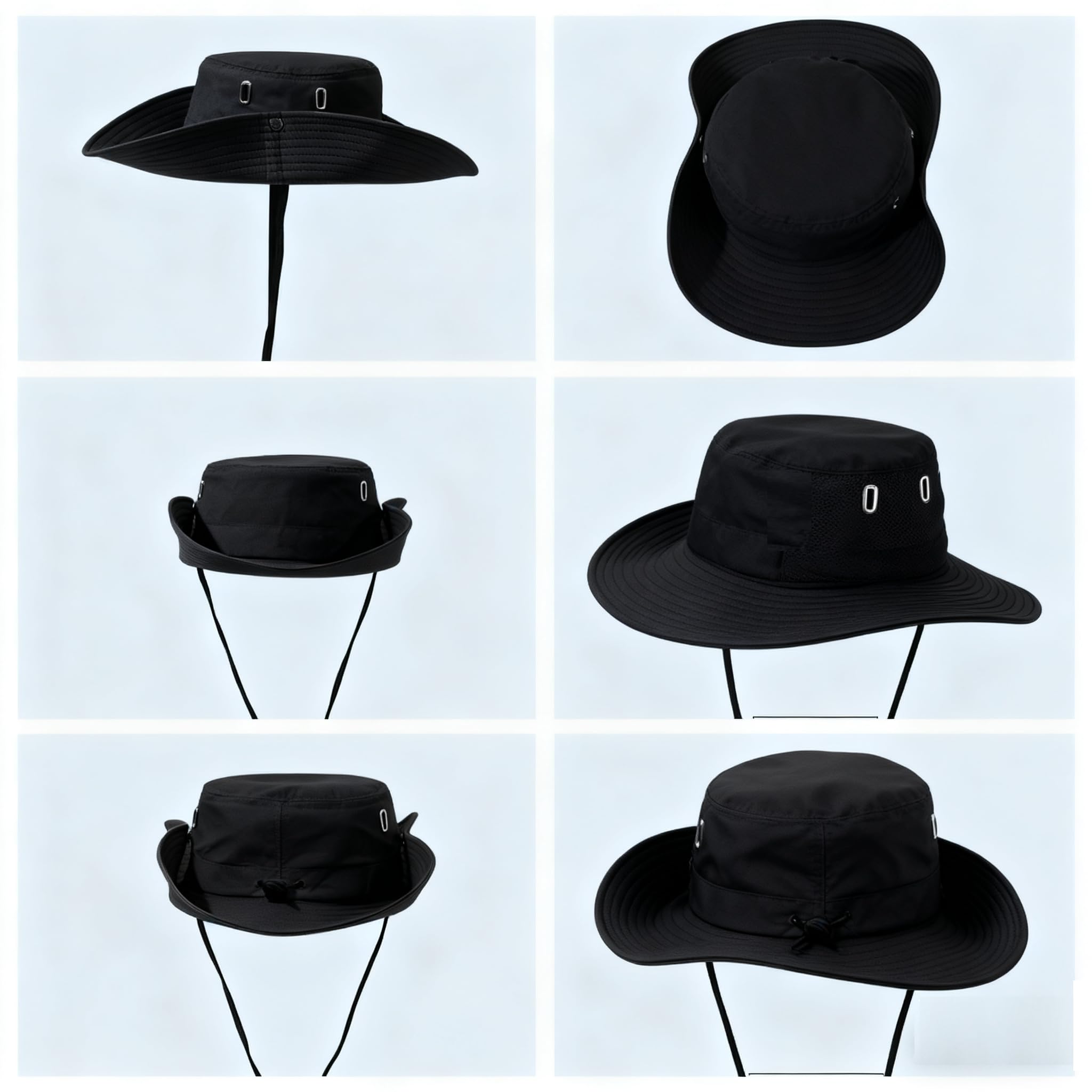 LEVAYHILL 16L Ultra-Compact Foldable Backpack & Bucket Hat 2-in-1 Lightweight Travel Set – Black