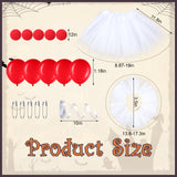 Dog Clown Halloween Costume – Red & White Pet Outfit with Neck Ruff, Skirt, Pompons, Balloons & Adjustable Straps