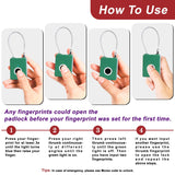Portable Fingerprint Cable Padlock with USB Rechargeable Battery, Biometric Security Lock for Gym Locker, Backpack & Travel