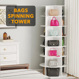 7-Tier Rotating Shoe Rack Tower – 360° Spinning Vertical Shoe & Handbag Organizer for Closets