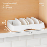 Adjustable Container Lid Organizer with Dividers – Cabinet & Drawer Storage Solution (White)