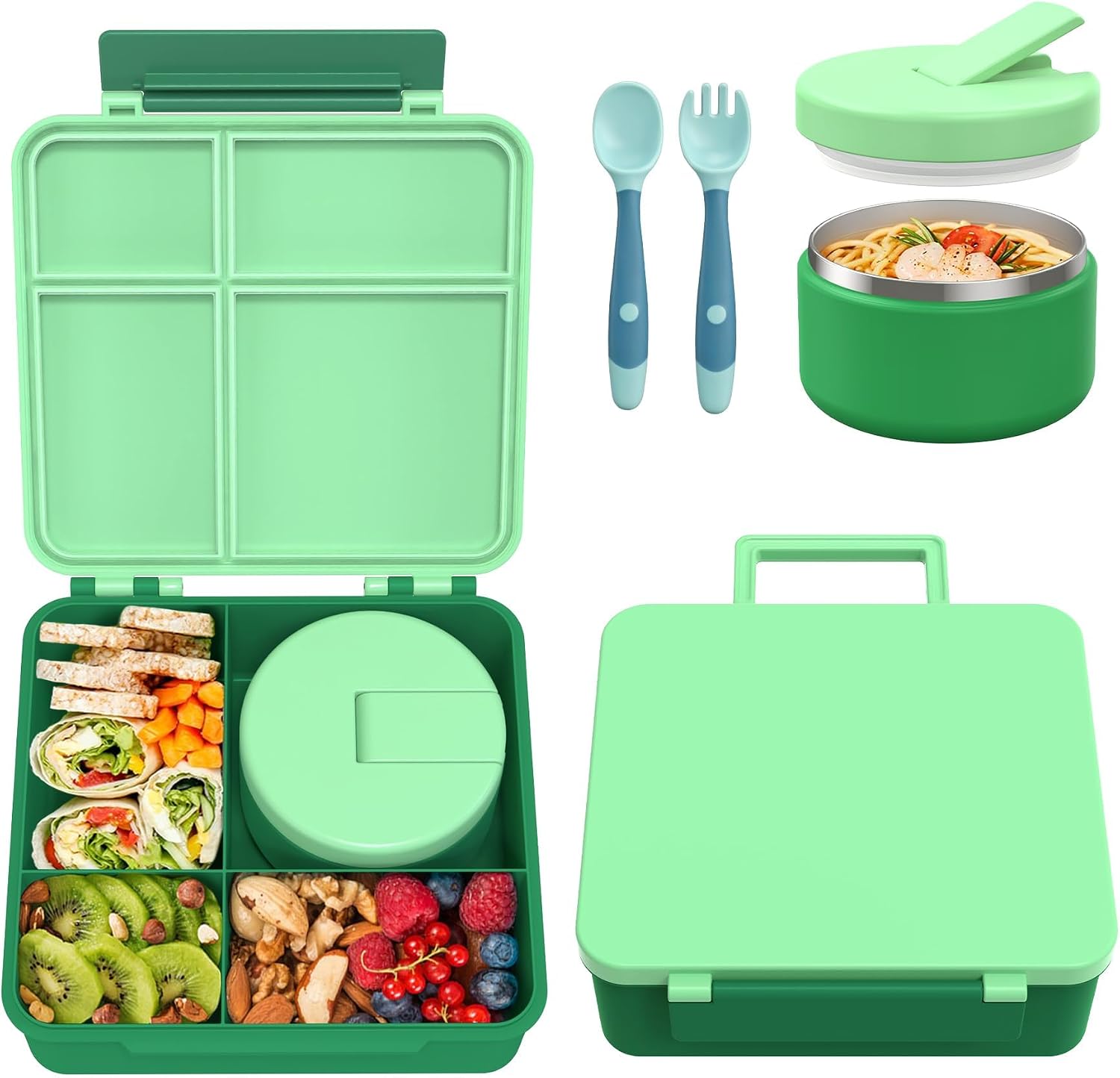 Pink 4-Compartment Bento Set with 8 oz Food Jar