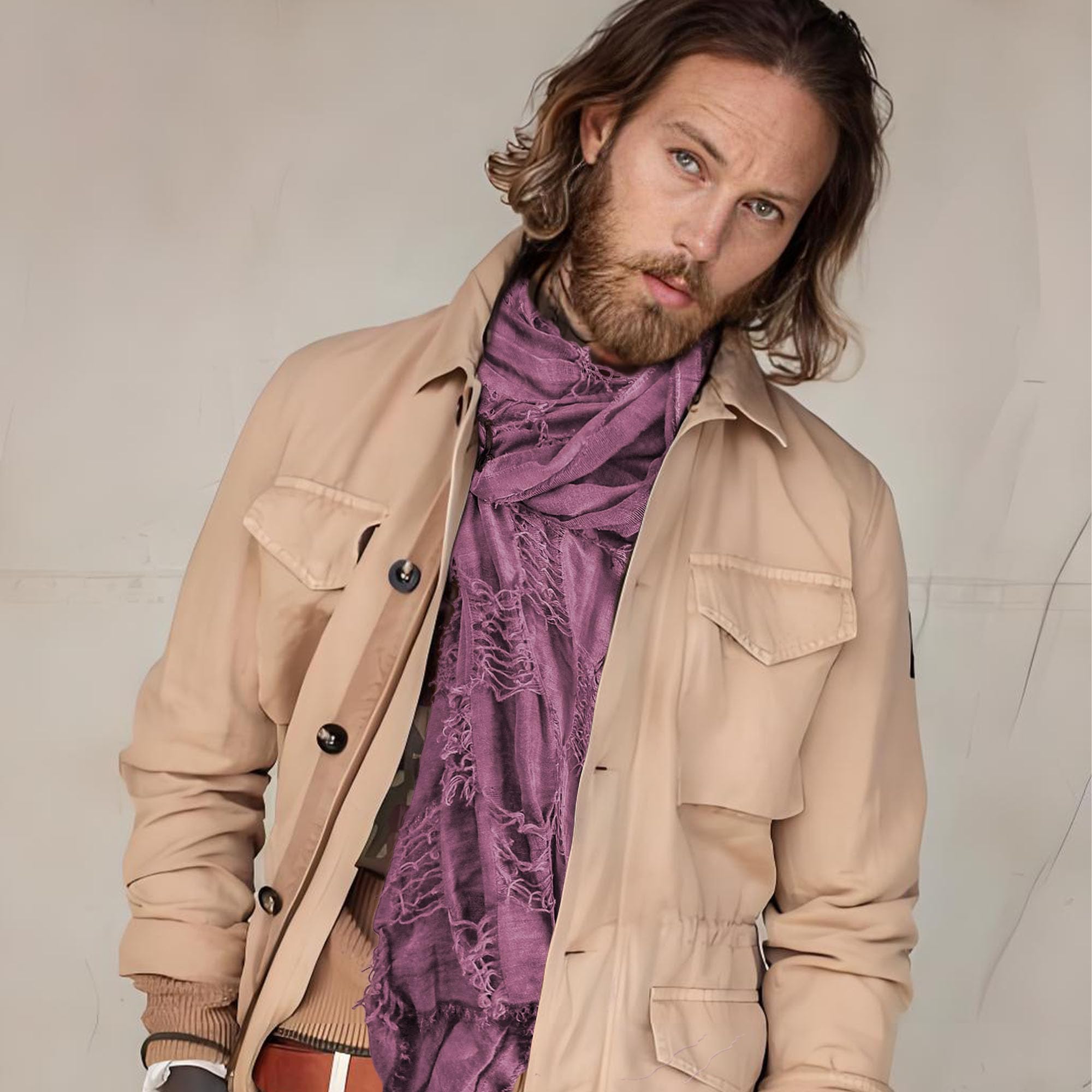 Burgundy Medieval Shawl with Viking Brooch – Cotton-Poly Cloak Scarf for Renaissance, LARP & Cosplay 🧙‍♂️🛡️