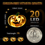 Mini Pumpkin String Lights – 7FT 20 LED Battery Operated Halloween Fairy Lights (Warm Orange Glow)
