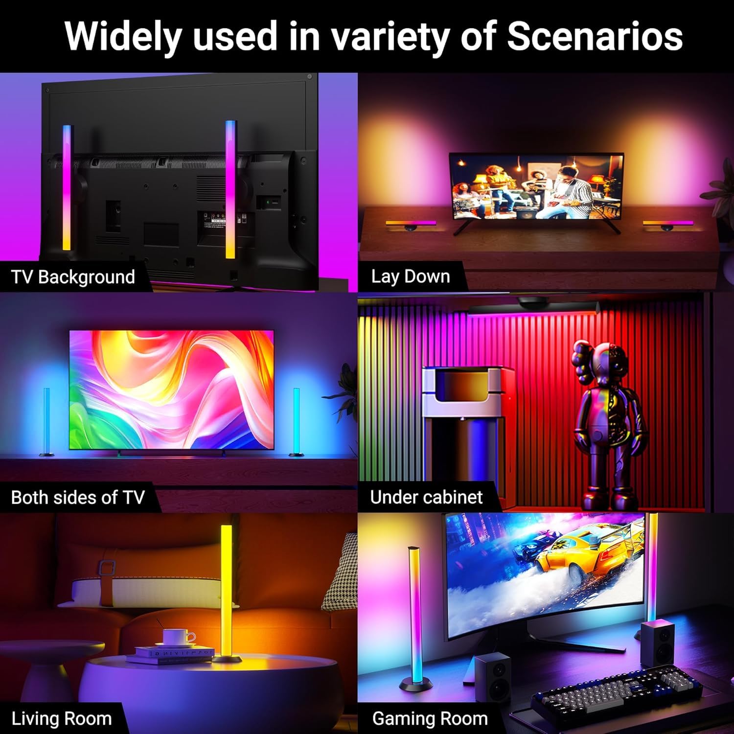 RGB+IC Bluetooth Light Bars – 16M Color TV Backlight with Music Sync & Remote Control