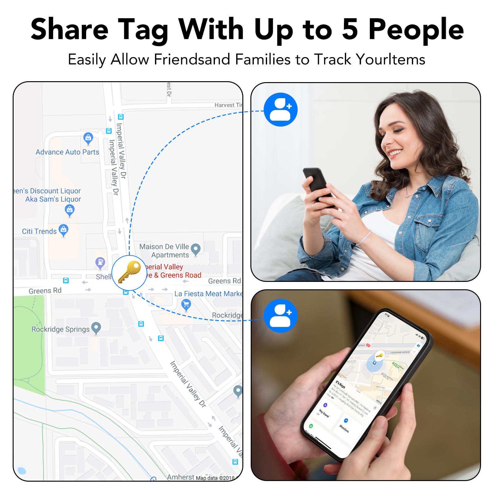 weTag Pro Bluetooth Tracker Tags 4 Pack, Apple Find My Compatible Item Locator with Sound Alert & Waterproof Design – Black