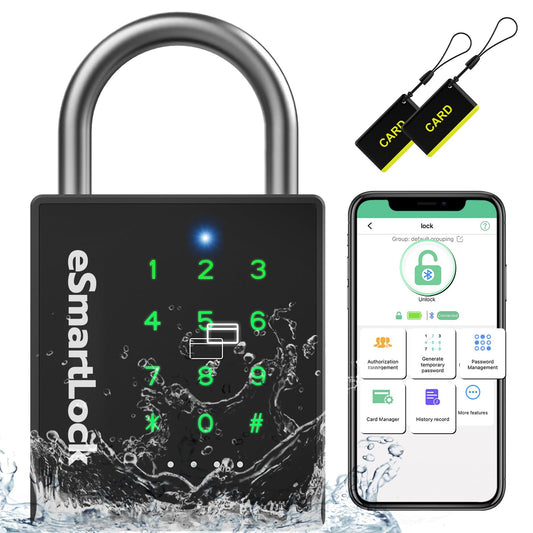 IP67 Waterproof Smart Padlock with RFID, Passcode & Bluetooth App Control, Military-Grade Keyless Security Lock
