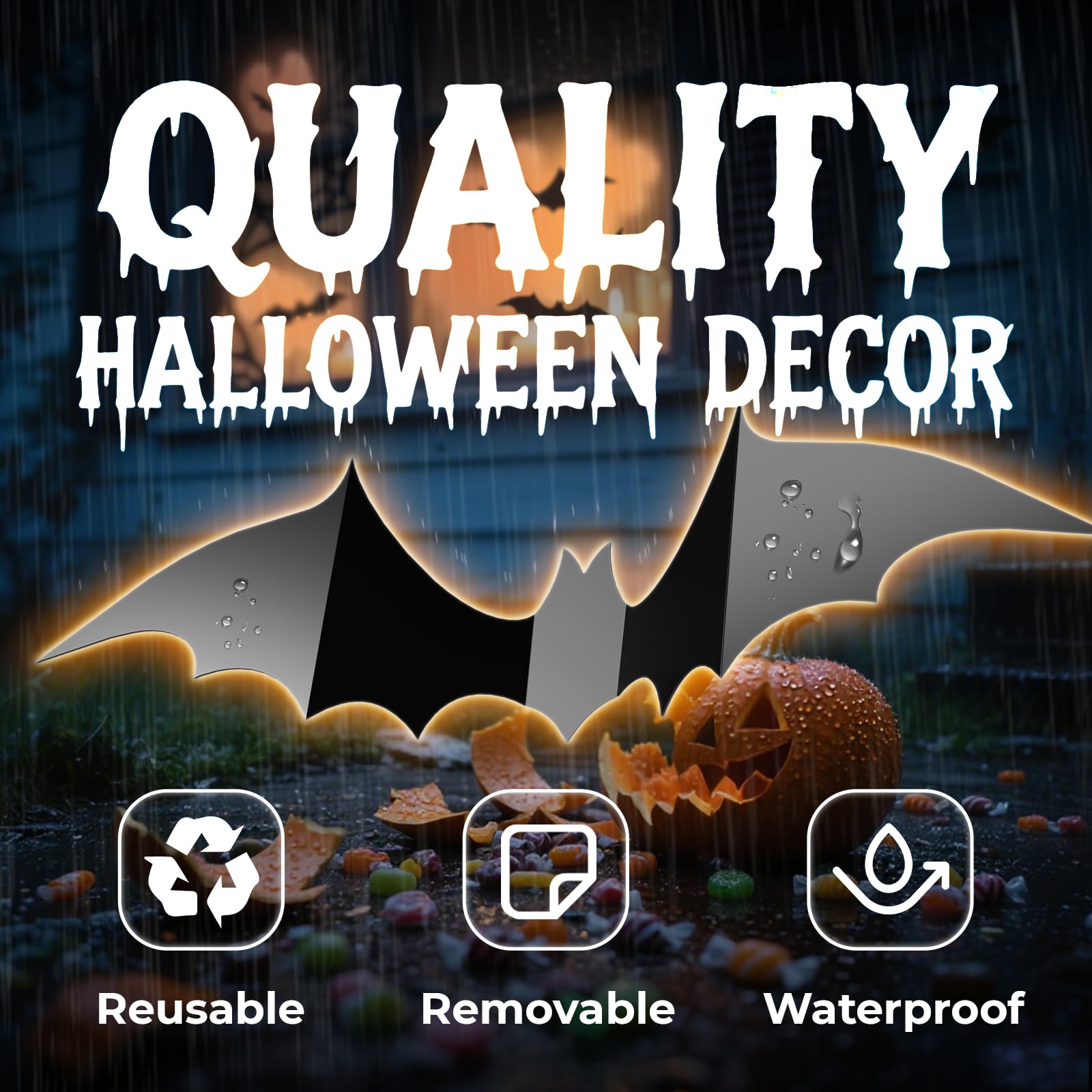 140PCS 3D Black Halloween Bats Wall Stickers – Waterproof PVC Bat Decals for Indoor & Outdoor Spooky Decor
