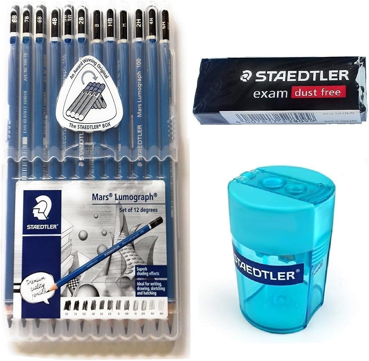 12-Piece Graphite Drawing Pencil Set from 6H to 8B