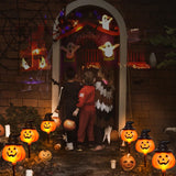 Solar Pumpkin Pathway Lights with Witch Hat – Outdoor Halloween Decorations with 8 Modes & Warm White LEDs (Orange, 2-Pack)