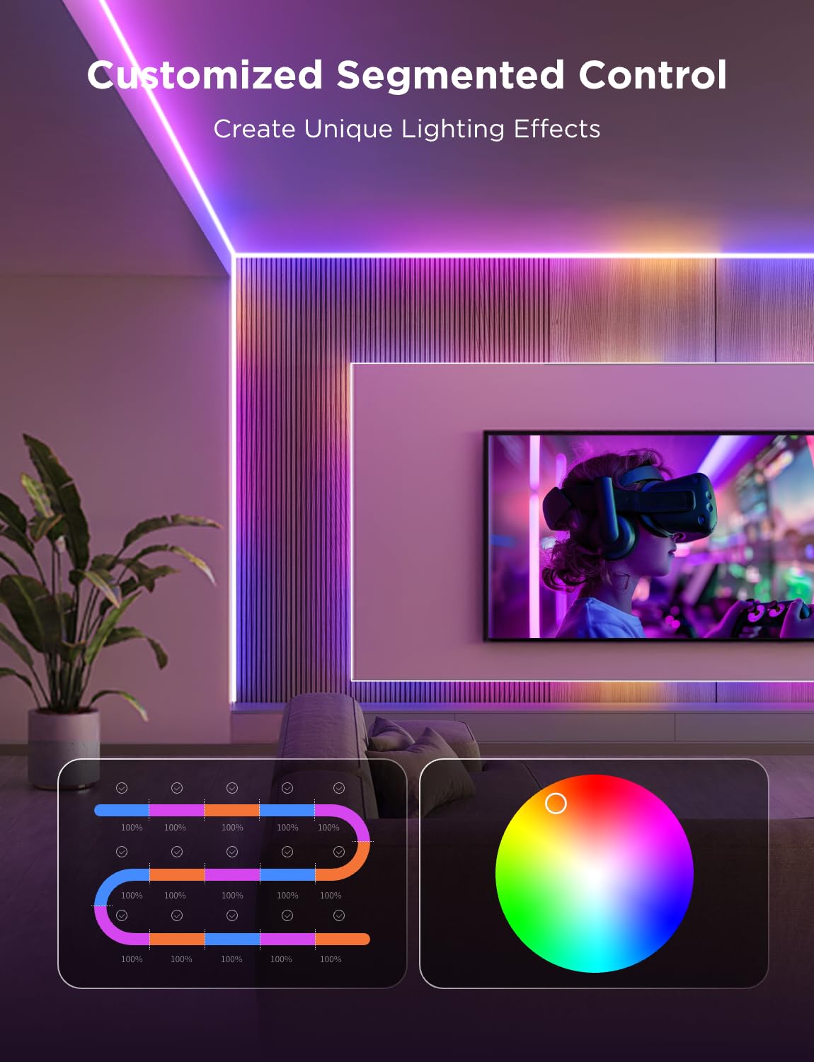 Govee RGBIC COB LED Strip Lights with Matter, 1260 LEDs/m & Silicone Diffuser – Multicolor