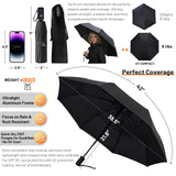 Compact Automatic Windproof Travel Umbrella – Waterproof UV Protection Folding Umbrella (Black)