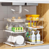 Delamu Modular 3-Tier Pull-Out Under Sink Organizer Set – Stackable Clear Storage System for Kitchen & Bathroom (White)