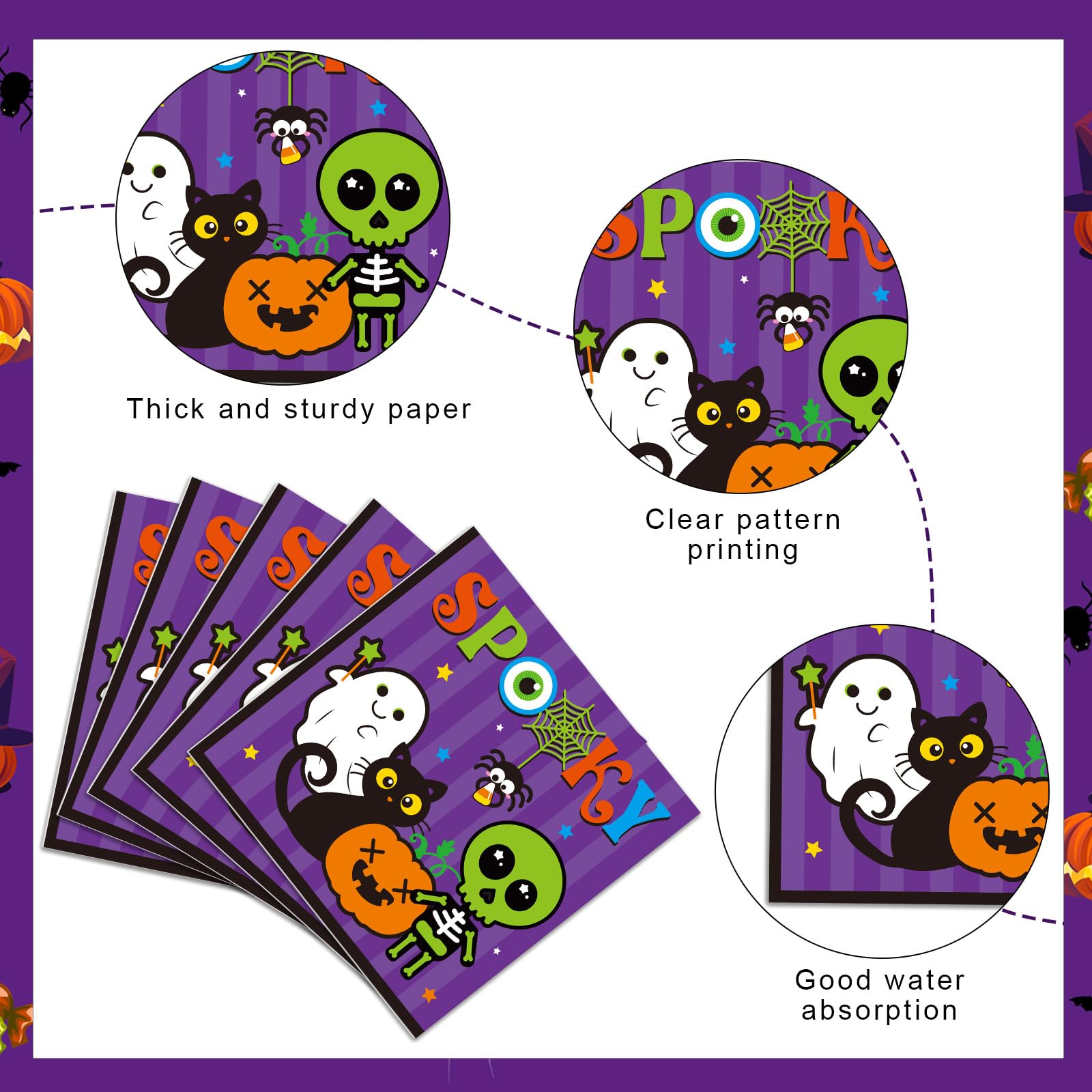 Halloween Party Plates & Tableware Set – 100 Pcs for 25 Guests, Includes Plates, Forks & Napkins – Classic Halloween Colors & Designs