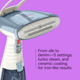 Conair Turbo ExtremeSteam Blue Professional Handheld Garment Steamer 1875W with Aluminum Steam Plate and Creaser