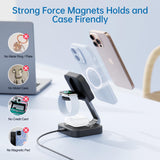 3-in-1 Foldable Magnetic Wireless Charging Station – Fast MagSafe Charger Stand for iPhone, Apple Watch & AirPods Portable Charging Dock