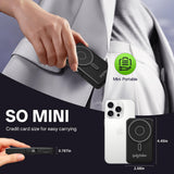 Magnetic Portable Power Bank 10,000mAh – Wireless Fast Charger with Built-In Cables & Kickstand (Black)