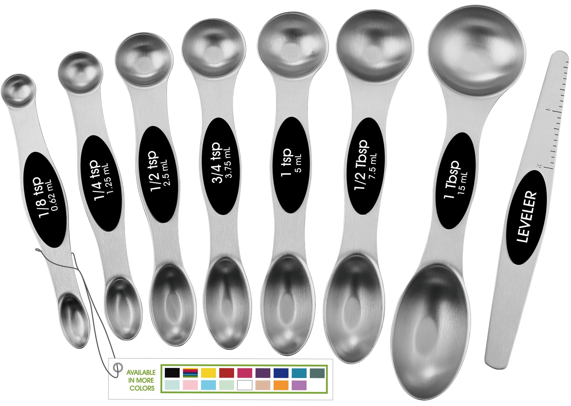 Magnetic Stainless Steel Measuring Spoons Set – Dual-Sided, Precision Sizes with Leveler (8-Piece)