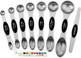 Magnetic Stainless Steel Measuring Spoons Set – Dual-Sided, Precision Sizes with Leveler (8-Piece)