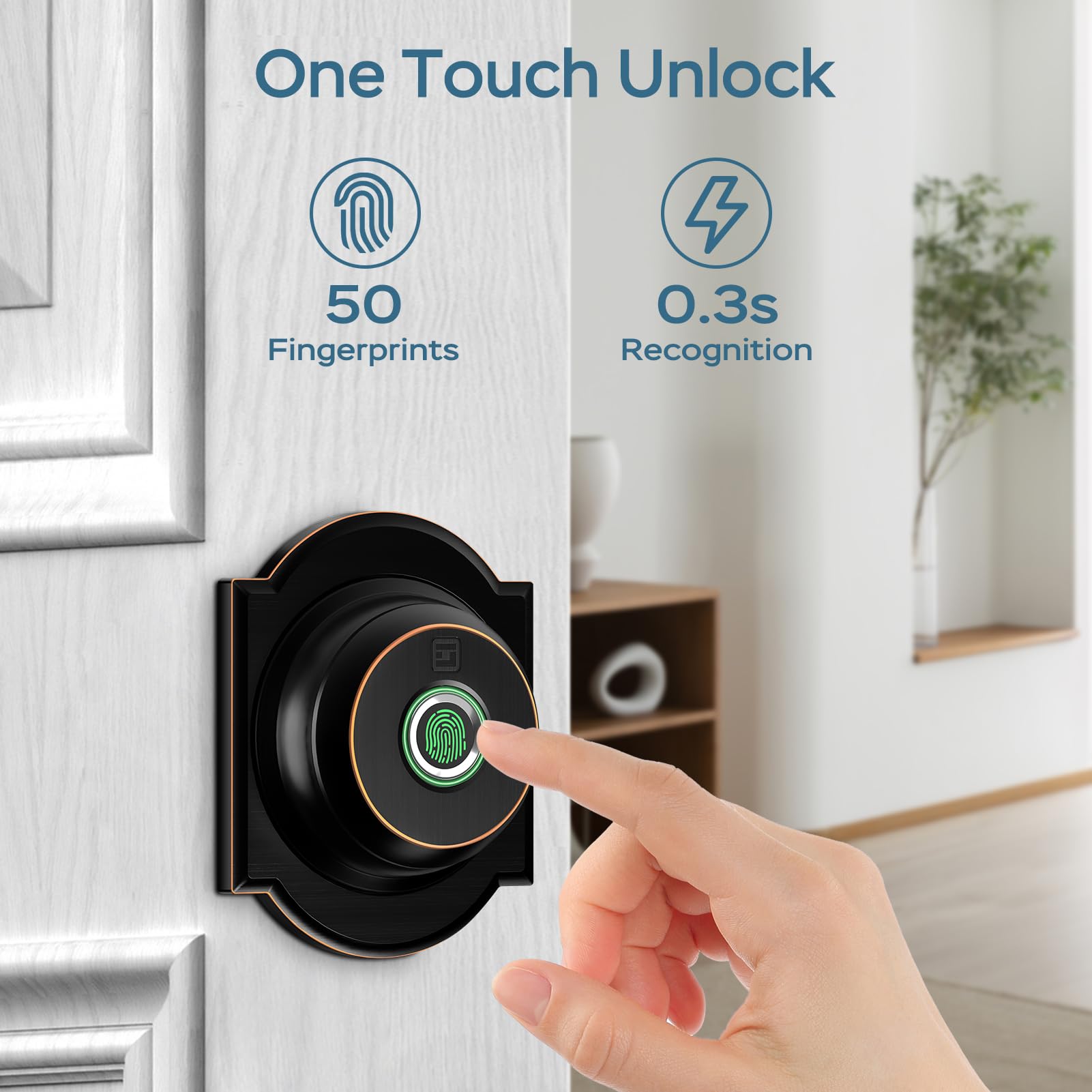 Smart Fingerprint Door Lock with Bluetooth App Control, Keyless Entry Deadbolt, Auto Lock Security System for Front Doors