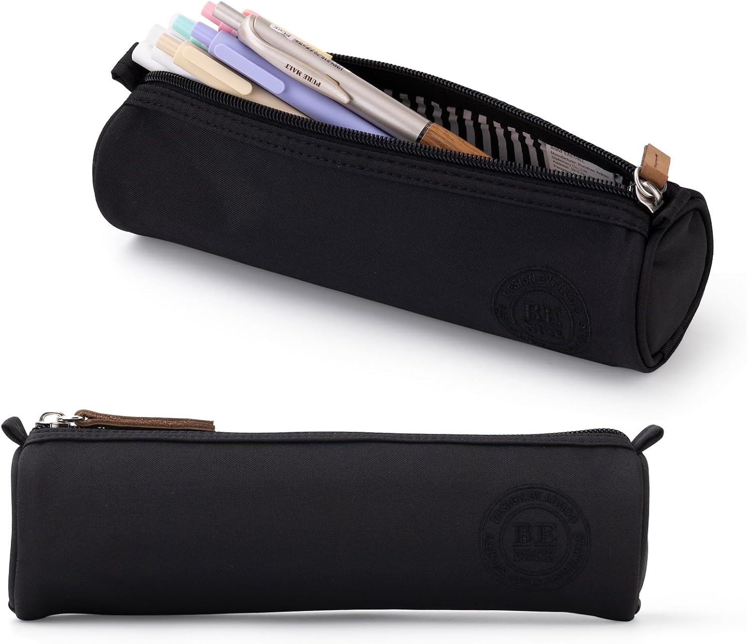Black Compact Cylindrical Pencil Case with Handle