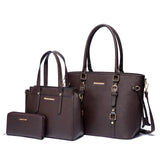 Montana West 3PCS Purse Set for Women – Tote Bag, Shoulder Satchel & Wallet PU Leather Handbag Set (Coffee)