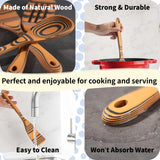 3-Piece Pinewood Fiber Wooden Spoon Set – Heat Resistant, Non-Stick Safe (Natural & Slate)