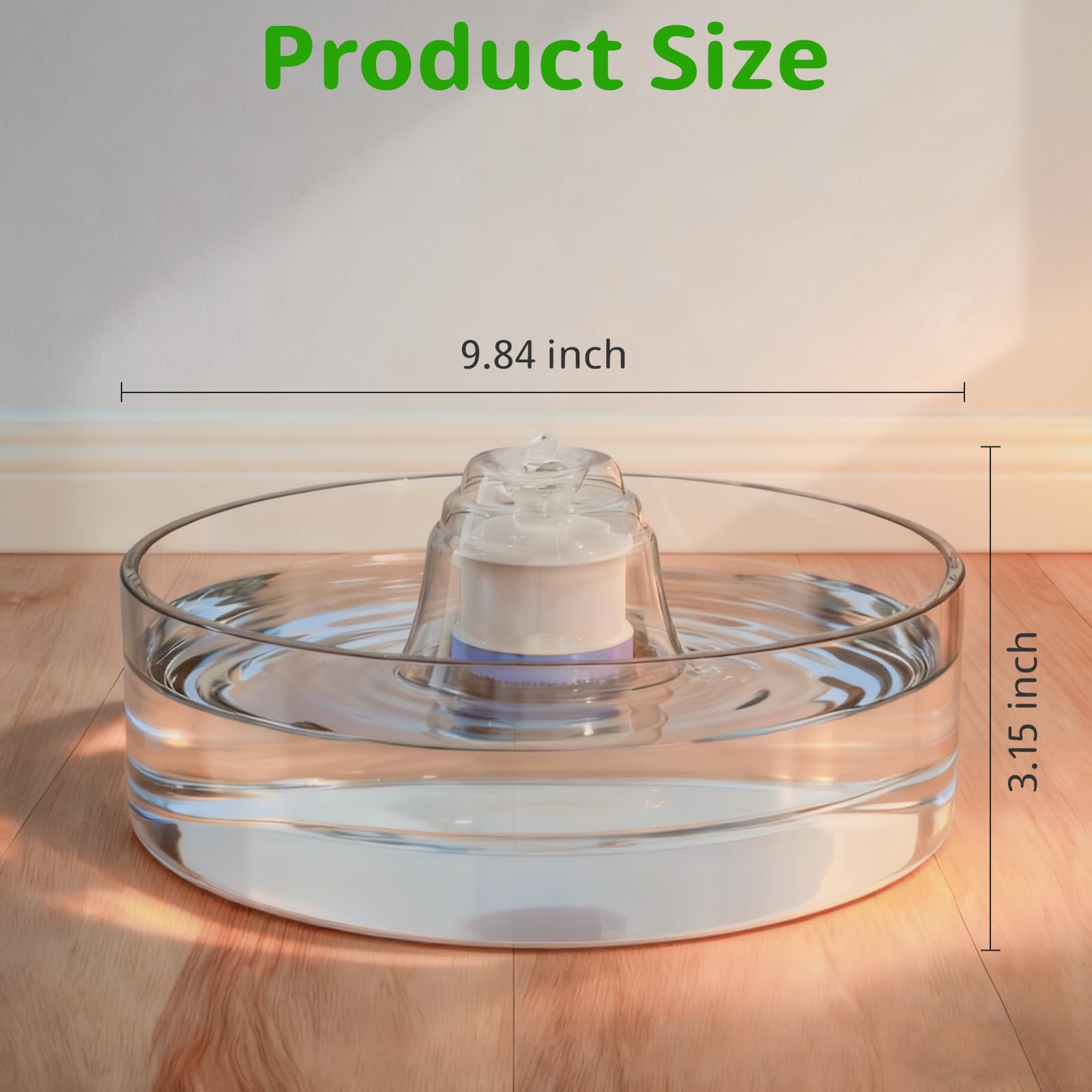 Premium Glass Cat Water Fountain 2.7L (90oz) – Ultra-Quiet Automatic Pet Hydration System (White)