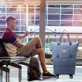 Expandable Foldable Rolling Duffel Bag with Detachable 360° Wheels, 25L–55L Lightweight Carry-On Travel Luggage (Blue)