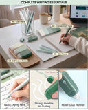 Green 42-Piece Stationery Set with 4-Compartment Case
