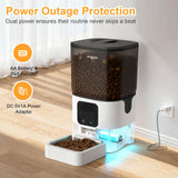 Smart Automatic Pet Feeder with WiFi App Control, 6L Food Storage, Alexa Support, Portion Scheduling, and Voice Meal Call for Cats and Dogs