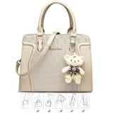 Women’s 4-Piece Fashion Handbag Set – Tote, Shoulder Bag, Crossbody & Wallet Purse Set (B-Gold