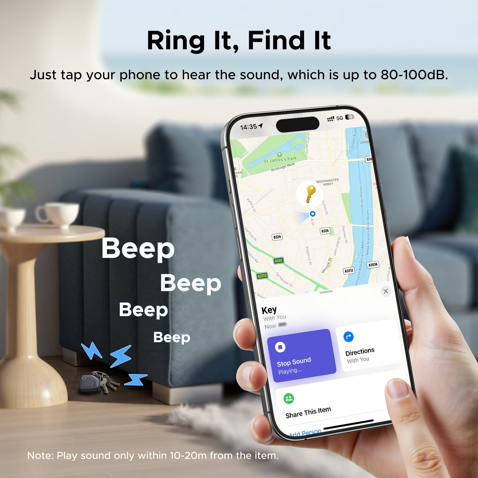 UGREEN FineTrack Air Tracker Tags (4-Pack) – Apple Find My Certified Bluetooth Item Trackers with 2-Year Replaceable Battery